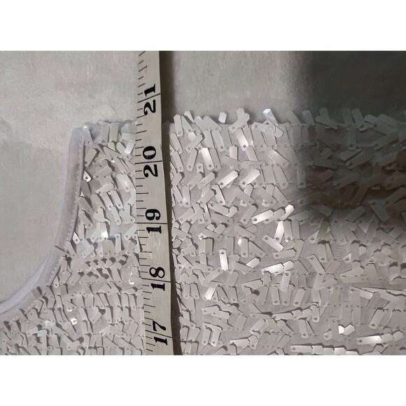 Twiggy London Tank Top Large White Sequins Front  HSN Classic Silhouette - Picture 9 of 11